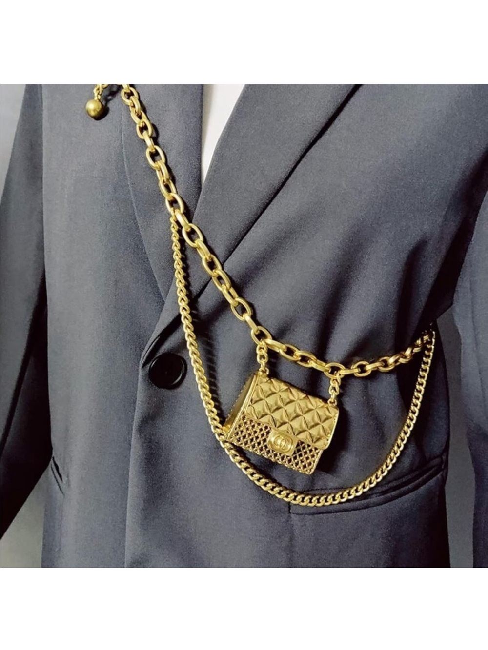 New! Gold Chain Belt With Mini Purse